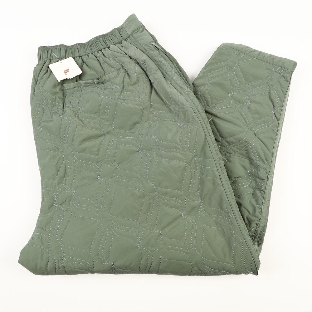 Fabletics Womens 2X 18-20 Apres Quilted Stretch Tapered Ski Pant Smoke Green